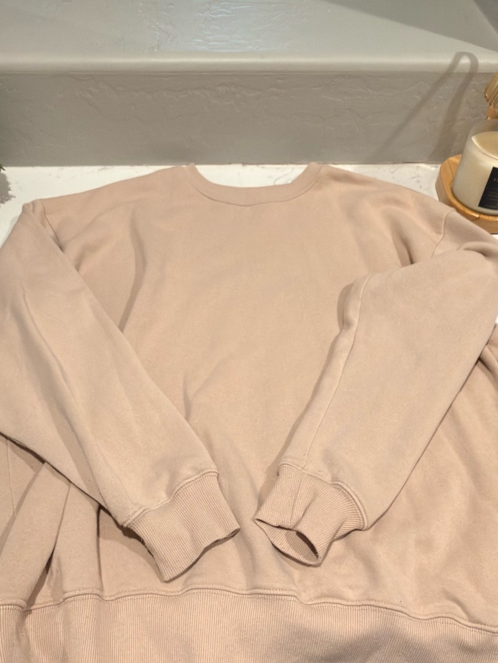 Full Tilt Women's Chunky Warm Crewneck Sweatshirt in Light Beige